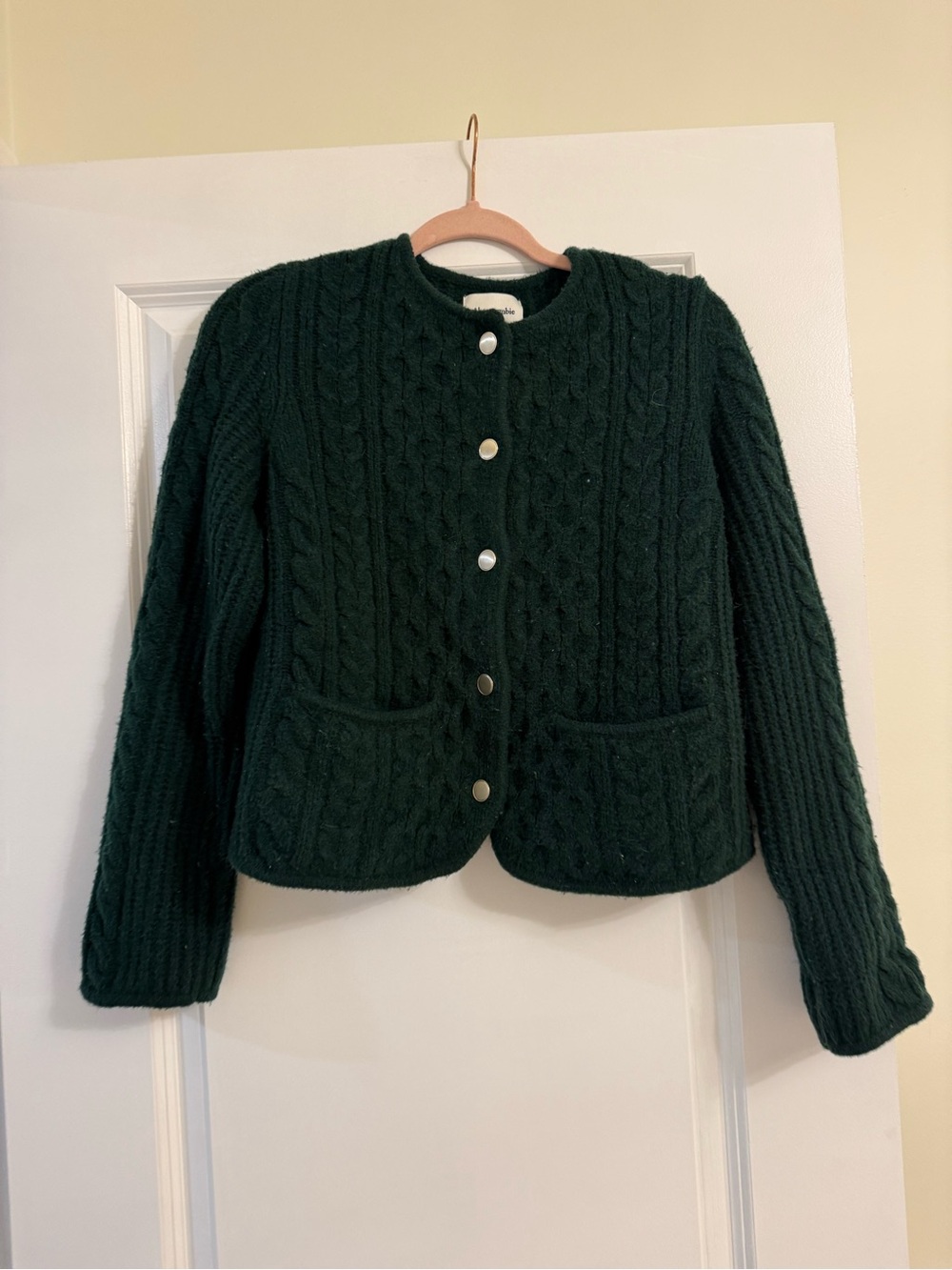 Abercrombie & Fitch Dark Green Cable Knit Cardigan Jacket